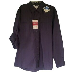 NWT Wrangler‎ Mens XL  Black Button Down Shirt Vented Adjustable Sleeve